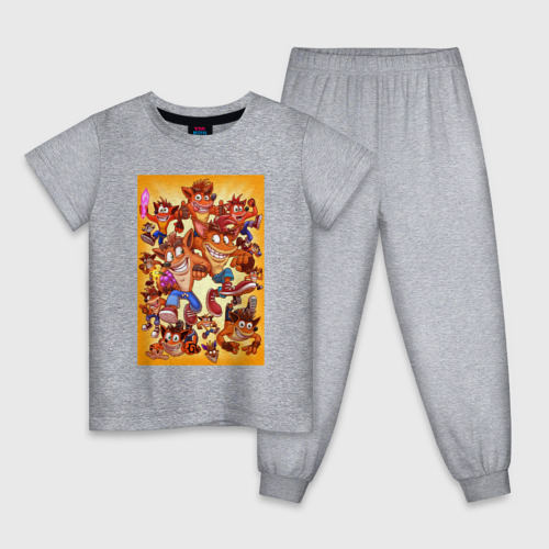 Детская пижама хлопок с принтом Crash bandicoots, вид спереди #2