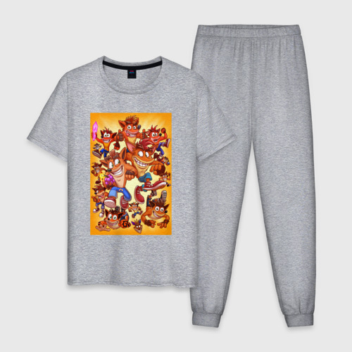 Мужская пижама хлопок с принтом Crash bandicoots, вид спереди #2
