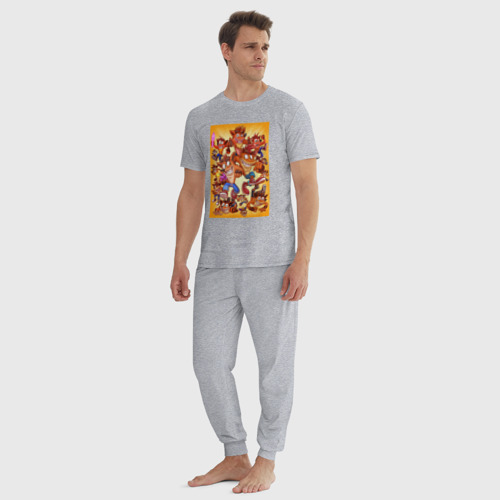 Мужская пижама хлопок с принтом Crash bandicoots, вид сбоку #3