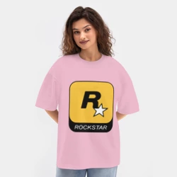 Женская футболка Oversize хлопок texturе Rockstar  - фото 2