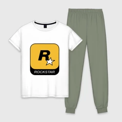 Женская пижама с белой футболкой хлопок Rockstar 