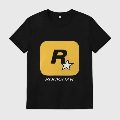 Мужская футболка хлопок с принтом Rockstar, вид спереди #2