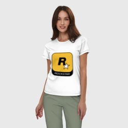 Женская пижама с белой футболкой хлопок Rockstar  - фото 2