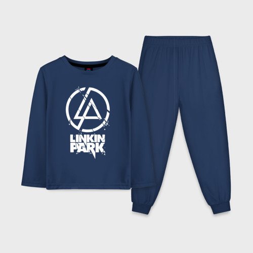 Детская пижама с лонгсливом хлопок с принтом Linkin Park - white, вид спереди #2