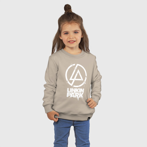Детский свитшот хлопок с принтом Linkin Park - white, фото на моделе #1