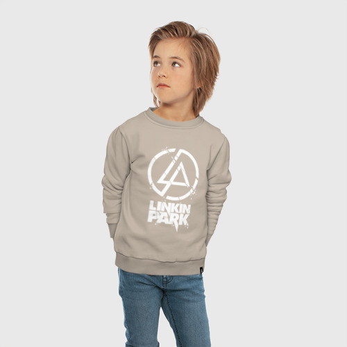 Детский свитшот хлопок с принтом Linkin Park - white, вид сбоку #3