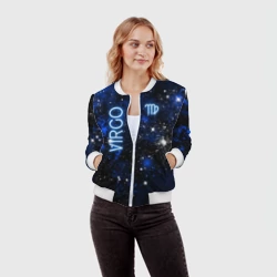 Женский бомбер 3D Дева - знак зодиака на тёмном фоне - фото 2