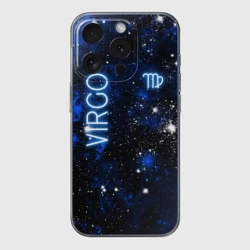 Чехол для iPhone 15 Pro Max силиконовый с защитой камеры Дева - знак зодиака на тёмном фоне