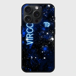 Чехол силиконовый для Apple iPhone 15 Pro матовый Дева - знак зодиака на тёмном фоне