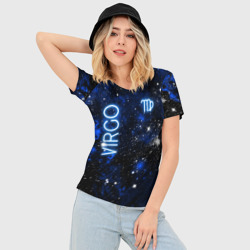 Женская футболка 3D Slim Дева - знак зодиака на тёмном фоне - фото 2