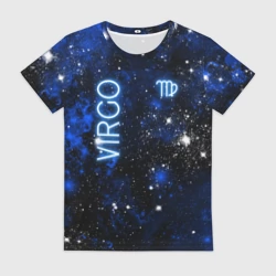 Женская футболка 3D Дева - знак зодиака на тёмном фоне