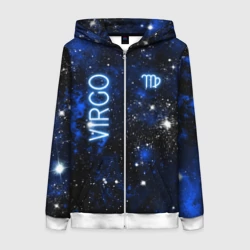Женская толстовка 3D на молнии Дева - знак зодиака на тёмном фоне