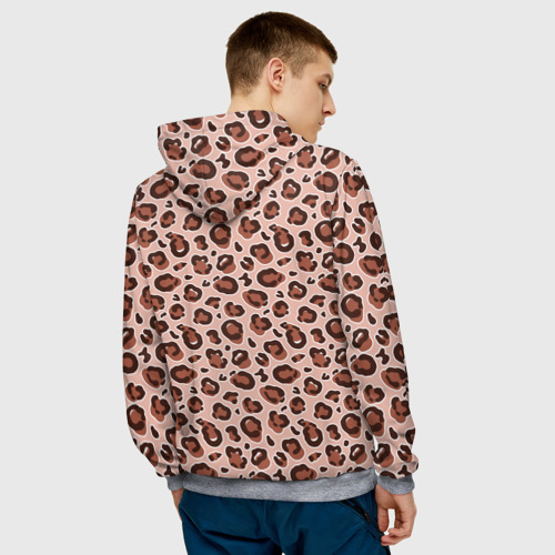 Мужская толстовка 3D Коричневый леопардовый узор, цвет меланж - фото 4