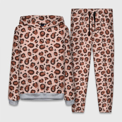 Коричневый леопардовый узор – Женский костюм с толстовкой 3D с принтом купить со скидкой в -25%