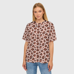 Женская футболка oversize 3D Коричневый леопардовый узор - фото 2