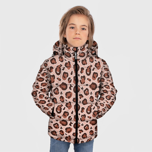 Зимняя куртка для мальчиков 3D Коричневый леопардовый узор, цвет черный - фото 3