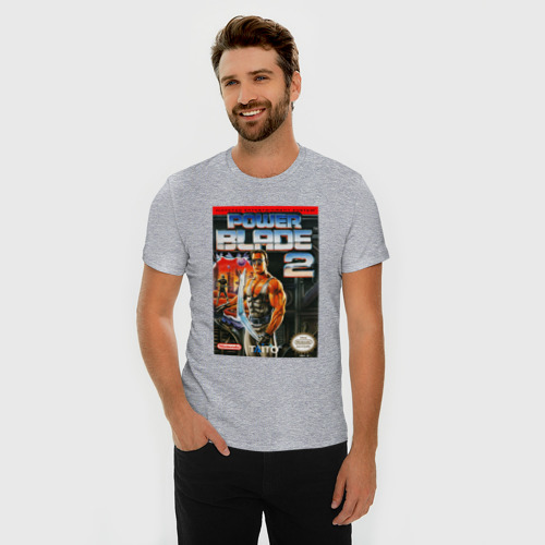 Мужская футболка хлопок Slim с принтом Power blade 2, фото на моделе #1
