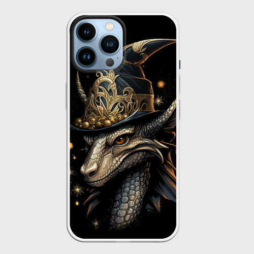 Чехол для iPhone 14 Pro Max с принтом Дракон новогоднего волшебства, вид спереди №1