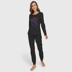 Женская пижама с лонгсливом хлопок Космонавт в космосе на скейтборде - фото 2