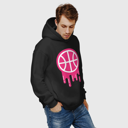 Мужское худи Oversize хлопок Pink basketball, цвет черный - фото 7