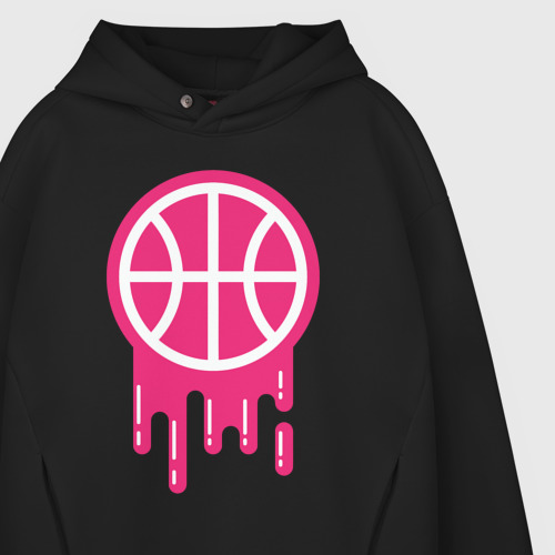 Мужское худи Oversize хлопок Pink basketball, цвет черный - фото 4