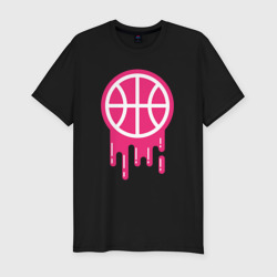 Мужская футболка хлопок Slim Pink basketball