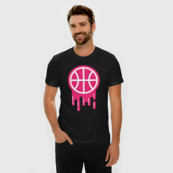 Мужская футболка хлопок Slim Pink basketball - фото 2