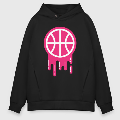 Мужское худи Oversize хлопок Pink basketball, цвет черный