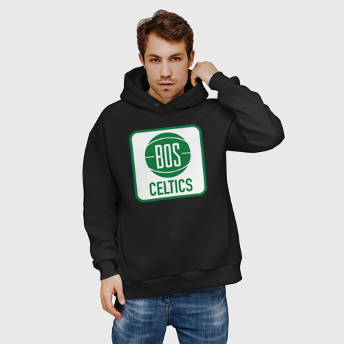 Мужское худи Oversize хлопок Bos Celtics, цвет черный - фото 3