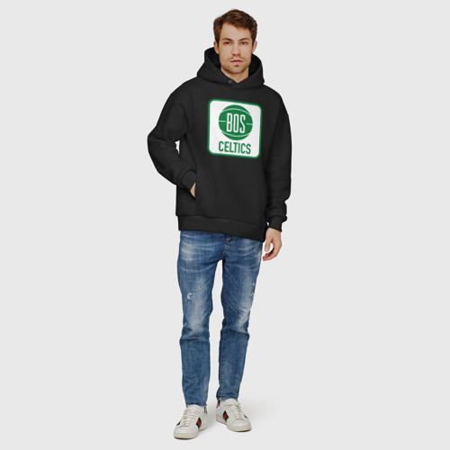 Мужское худи Oversize хлопок Bos Celtics, цвет черный - фото 6