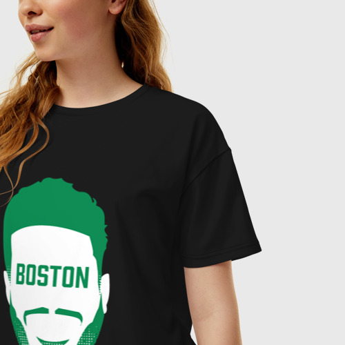 Женская футболка хлопок Oversize Boston Tatum, цвет черный - фото 3