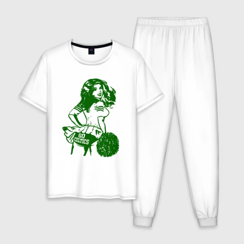 Мужская пижама с белой футболкой хлопок Go Celtics