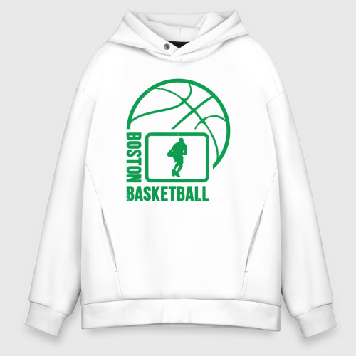 Мужское худи Oversize хлопок Boston basketball, цвет белый