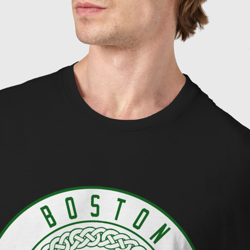 Мужская футболка хлопок Team Celtics, цвет черный - фото 6