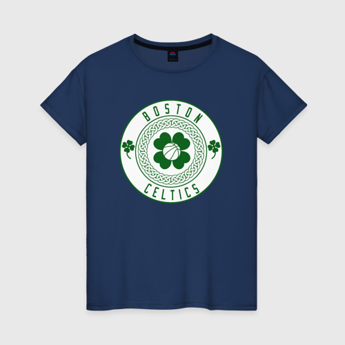 Женская футболка хлопок с принтом Team Celtics, вид спереди #2