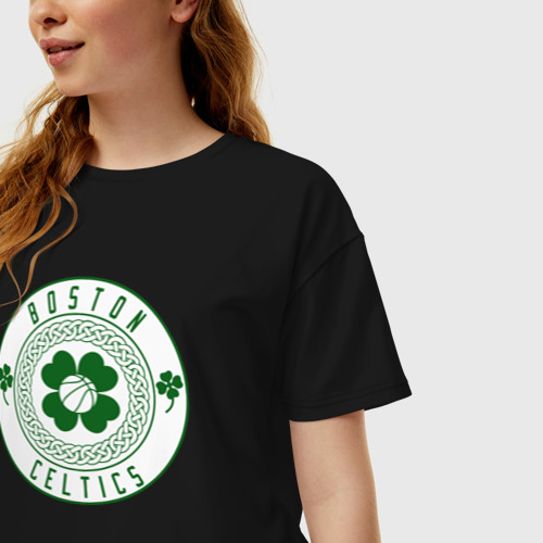 Женская футболка хлопок Oversize Team Celtics, цвет черный - фото 3