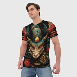 Мужская футболка 3D Дракон новогодней ёлки - фото 2