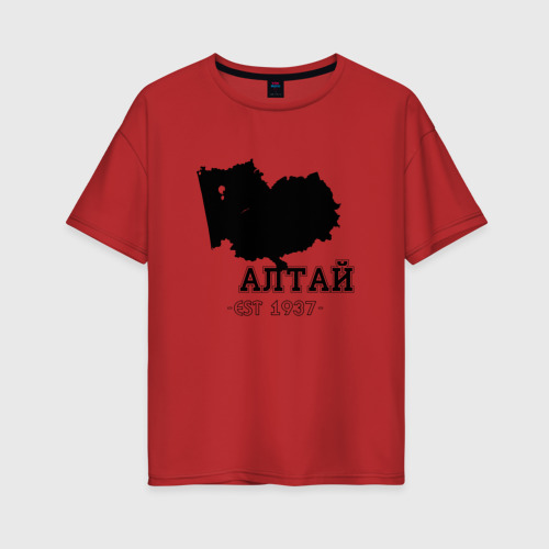 Женская футболка хлопок Oversize Регион Алтай, цвет красный