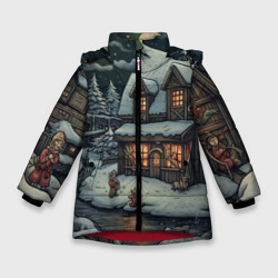 Зимняя куртка для девочек 3D Путешествие в страну Деда Мороза