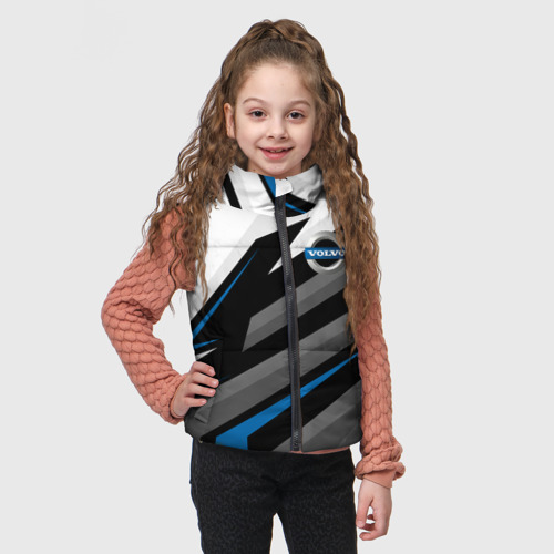 Детский жилет утепленный 3D с принтом Volvo - blue sport, фото на моделе #1
