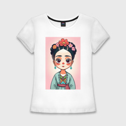 Женская футболка хлопок Slim Мультяшная Фрида Кало - нейросеть