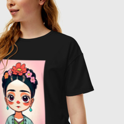 Женская футболка хлопок Oversize Мультяшная Фрида Кало - нейросеть - фото 2