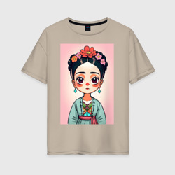 Женская футболка хлопок Oversize Мультяшная Фрида Кало - нейросеть