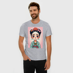 Мужская футболка хлопок Slim Мультяшная Фрида Кало - нейросеть - фото 2