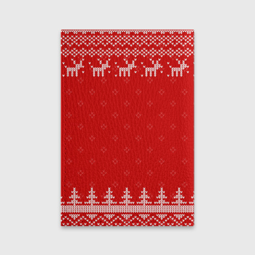 Обложка для паспорта матовая кожа Новогодняя Инга: свитер с оленями - фото 2
