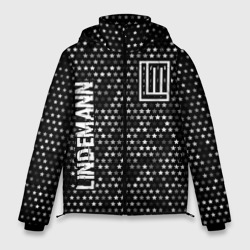 Мужская зимняя куртка 3D Lindemann glitch на темном фоне вертикально