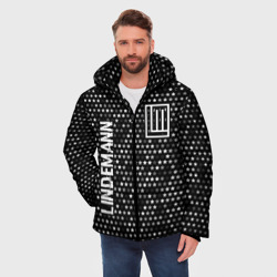 Мужская зимняя куртка 3D Lindemann glitch на темном фоне вертикально - фото 2