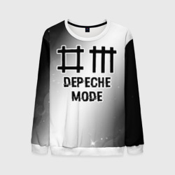 Мужской свитшот 3D Depeche Mode glitch на светлом фоне
