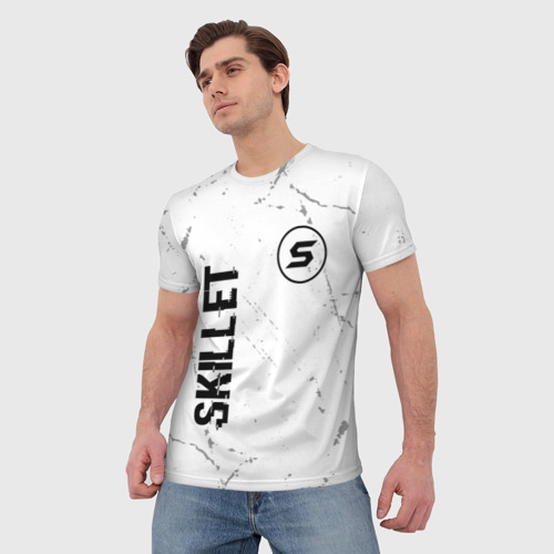 Мужская футболка 3D Skillet glitch на светлом фоне вертикально, цвет 3D печать - фото 3