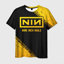 Мужская футболка 3D Nine Inch Nails - gold gradient